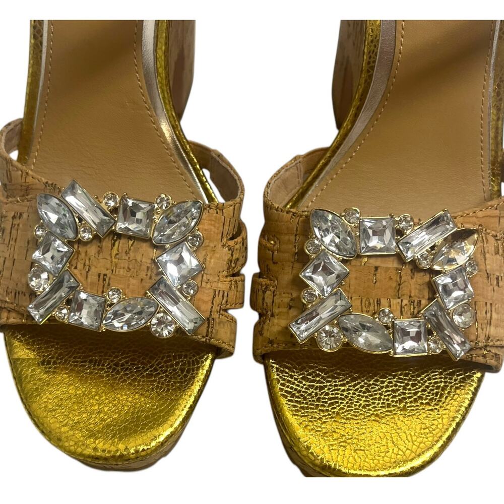 Donald Pliner Galatea Cork Platform Heels Jewels Gold | Sz 7.5 *Flaw* $258 - Picture 8 of 14